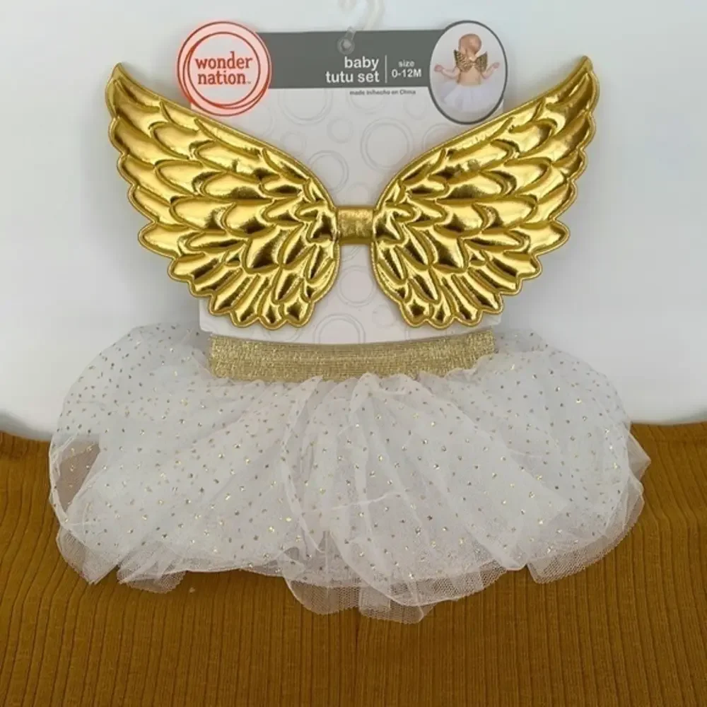 Baby’s Angel Tutu Skirt And Wings Birthday Outfit Halloween Costume Photoshoot